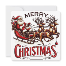 Prettig kerstfeest Kerstman slee & rendier vintage