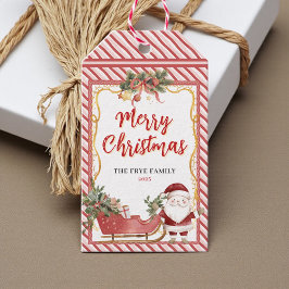 Prettig Kerstfeest Kerstman slee sparpepijn Cadeaulabel