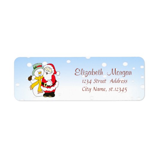 Prettig kerstfeest,Kerstman,Sneeuwman Etiket (Voorkant)