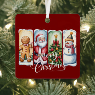 Prettig kerstfeest Kerstman Sneeuwman Kerstboom Wi Metalen Ornament