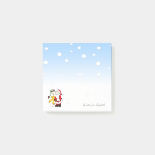 Prettig kerstfeest,Kerstman,Sneeuwman -Persoonlijk Post-it® Notes (Voorkant)