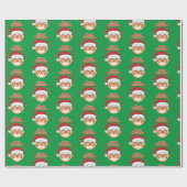 Prettig kerstfeest Kerstman Snor En Bril Cadeaupapier (Vlak)
