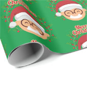 Prettig kerstfeest Kerstman Snor En Bril Cadeaupapier (Rol Hoek)