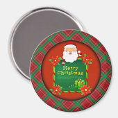 Prettig kerstfeest Kerstman Tartan Plaid Magneet (Voorkant / Achterkant)