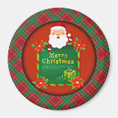 Prettig kerstfeest Kerstman Tartan Plaid Magneet (Voorkant)
