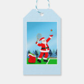 Prettig kerstfeest Kerstman Tennis Cadeaulabel (Achterkant)