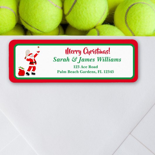 Prettig kerstfeest Kerstman Tennis Retouradres Etiket