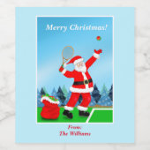 Prettig kerstfeest Kerstman Tennis Wijn Etiket (Enkel label)