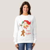 Prettig kerstfeest Kerstman Vintage Wit  Trui (Voorkant volledig)