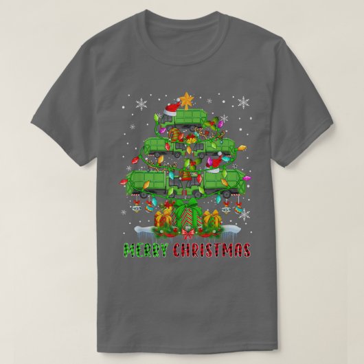 Prettig kerstfeest Kerstman Vuilniswagens Kerstboo T-shirt (Design voorkant)