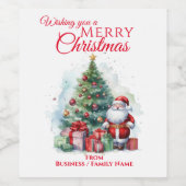 Prettig kerstfeest Kerstman Wijn Etiket (Enkel label)