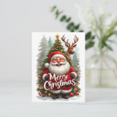 Prettig kerstfeest Kerstman Winter Woud Briefkaart (Staand voorkant)