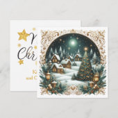 Prettig kerstfeest & Kerstmis dorp Persoonlijk Feestdagenkaart (Voorkant / Achterkant)