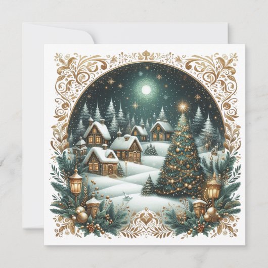 Prettig kerstfeest & Kerstmis dorp Persoonlijk Feestdagenkaart (Voorkant)