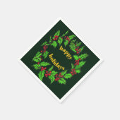 Prettig Kerstfeest Kerstmis Hulst Krans Servet (Hoek)
