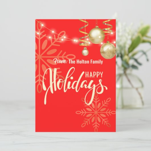 Prettig kerstfeest Kerstmis op maat rode aankondig Kaart (Staand voorkant)