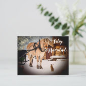 Prettig Kerstfeest Kerstnacht boerderij met paard Feestdagenkaart (Staand voorkant)