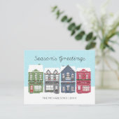 Prettig kerstfeest Kerststad | Foto Kerstkaart Feestdagenkaart (Staand voorkant)