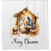 Prettig kerstfeest Kerststal Douchegordijn (Voorkant)