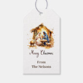 Prettig kerstfeest Kerststal gepersonaliseerd Cadeaulabel (Voorkant)