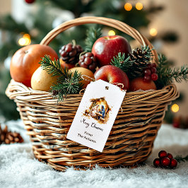 Prettig kerstfeest Kerststal gepersonaliseerd Cadeaulabel
