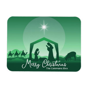 Prettig kerstfeest Kerststal groen Religieus Magneet