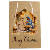 Prettig kerstfeest Kerststal Medium Cadeauzakje (Voorkant)
