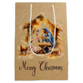 Prettig kerstfeest Kerststal Medium Cadeauzakje (Achterkant)