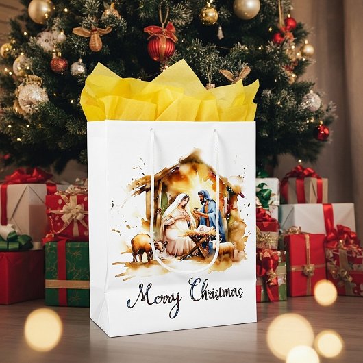 Prettig kerstfeest Kerststal Medium Cadeauzakje