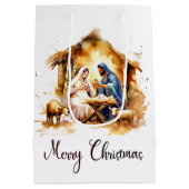 Prettig kerstfeest Kerststal Medium Cadeauzakje (Achterkant)