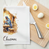 Prettig kerstfeest Kerststal Theedoek (Quarter Fold)