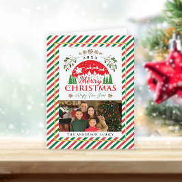 Prettig kerstfeest Kerststok Rode Groene Foto Gevo Feestdagen Kaart
