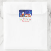 Prettig kerstfeest – Kerststol Trein Vierkante Sticker (Tas)