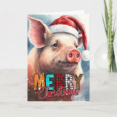 Prettig kerstfeest Kerstvarken kaart (Voorkant)