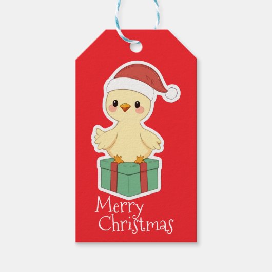 Prettig kerstfeest kip cadeaulabel (Voorkant)