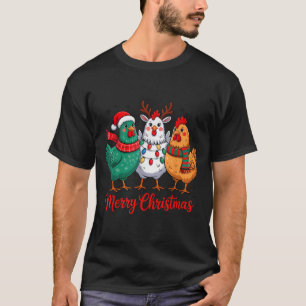 Prettig kerstfeest Kippenboer Dier Kerstman Hoed X T-shirt