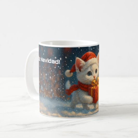 Prettig Kerstfeest - Kitten - Cadeau - Mok (Voorkant links)