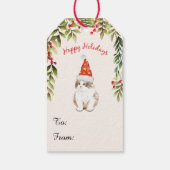 Prettig kerstfeest  Kitten Rode Hoed Kattenliefheb Cadeaulabel (Achterkant)