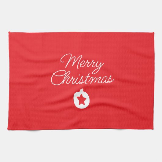 Prettig kerstfeest Klassiek Uniek Minimalistisch E Theedoek (Horizontaal)
