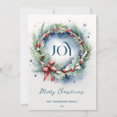 Prettig kerstfeest klassieke dennenkrans aquarel feestdagenkaart (Voorkant)