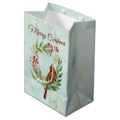 Prettig kerstfeest klassieke kardinaal medium cadeauzakje (Voorkant Gekanteld)