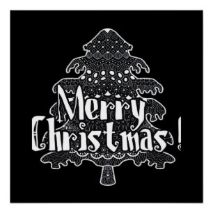 Prettig kerstfeest, klassieke kerstboom perfect poster