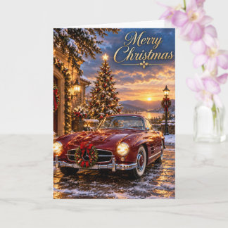 Prettig kerstfeest klassieke Mercedes Benz Kaart