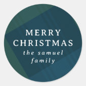 Prettig kerstfeest klassieke vakantie ruitpatroon  ronde sticker (Voorkant)