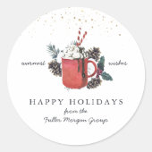 Prettig Kerstfeest | Klassieke Warme Chocolade Ker Ronde Sticker (Voorkant)