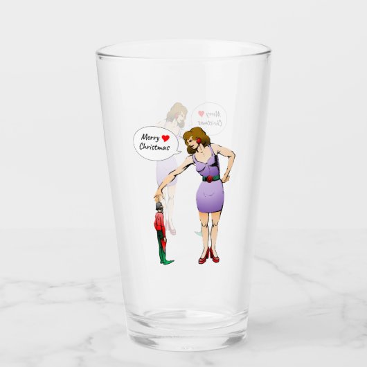 Prettig kerstfeest Kleine Elf Glas (Voorkant)