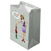Prettig kerstfeest Kleine Elf Medium Cadeauzakje (Voorkant Gekanteld)