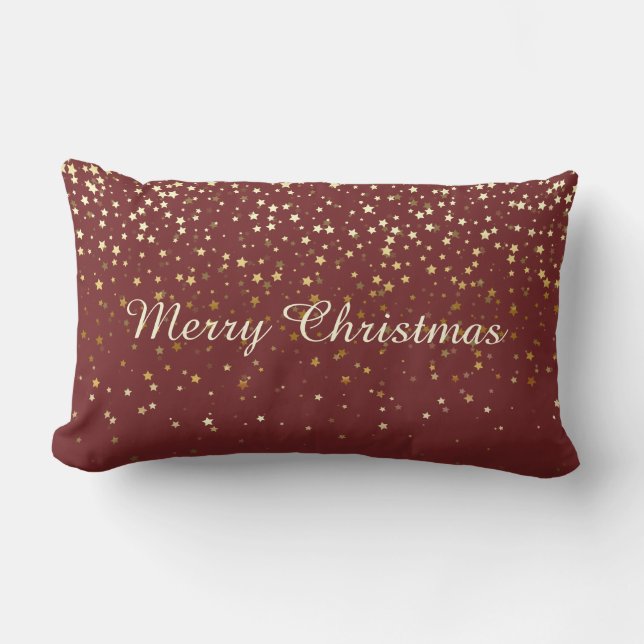 Prettig Kerstfeest Kleine Gouden Sterren Kussen BR (Voorkant)