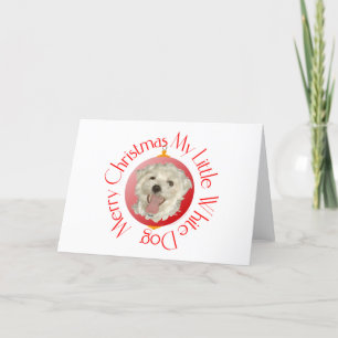 Prettig kerstfeest Kleine Witte Hond Feestdagen Kaart