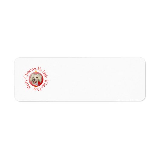 Prettig kerstfeest Kleine Witte Hond Poodle / Bich Etiket (Voorkant)